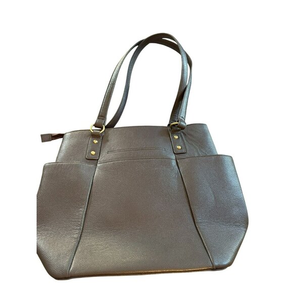 Ella Simone Weston Leather Tote Bag Black Everyday Large 17" X 11" - Picture 1 of 11